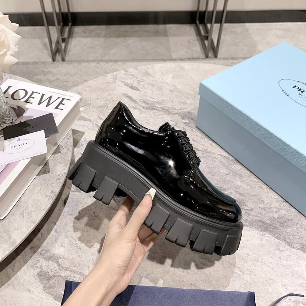 Pra*a Monolith patent leather lace-up shoes