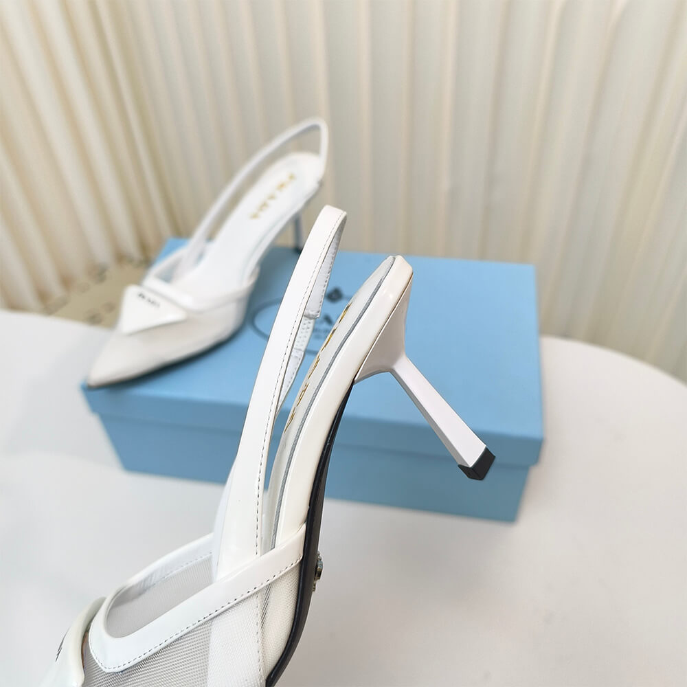 Pra*a Mesh fabric slingback pumps