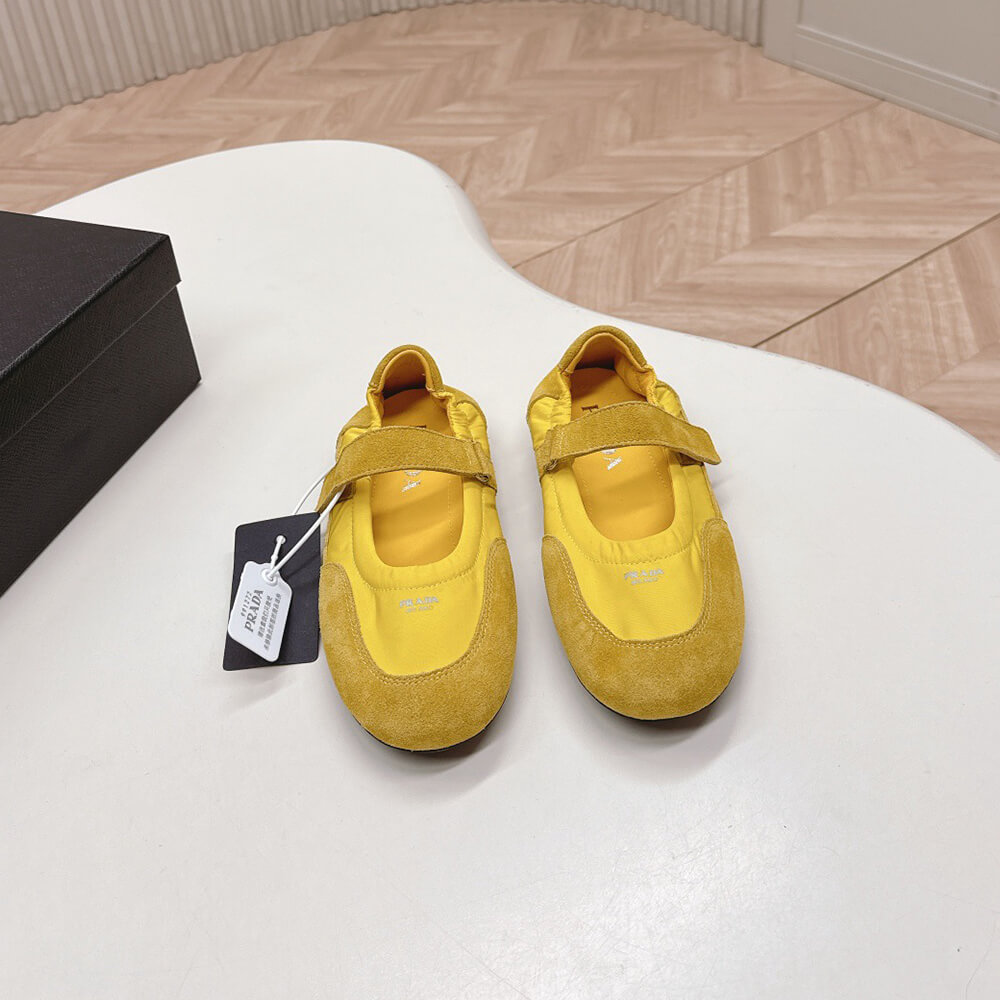 Pra*a Re-Nylon and suede ballet flats