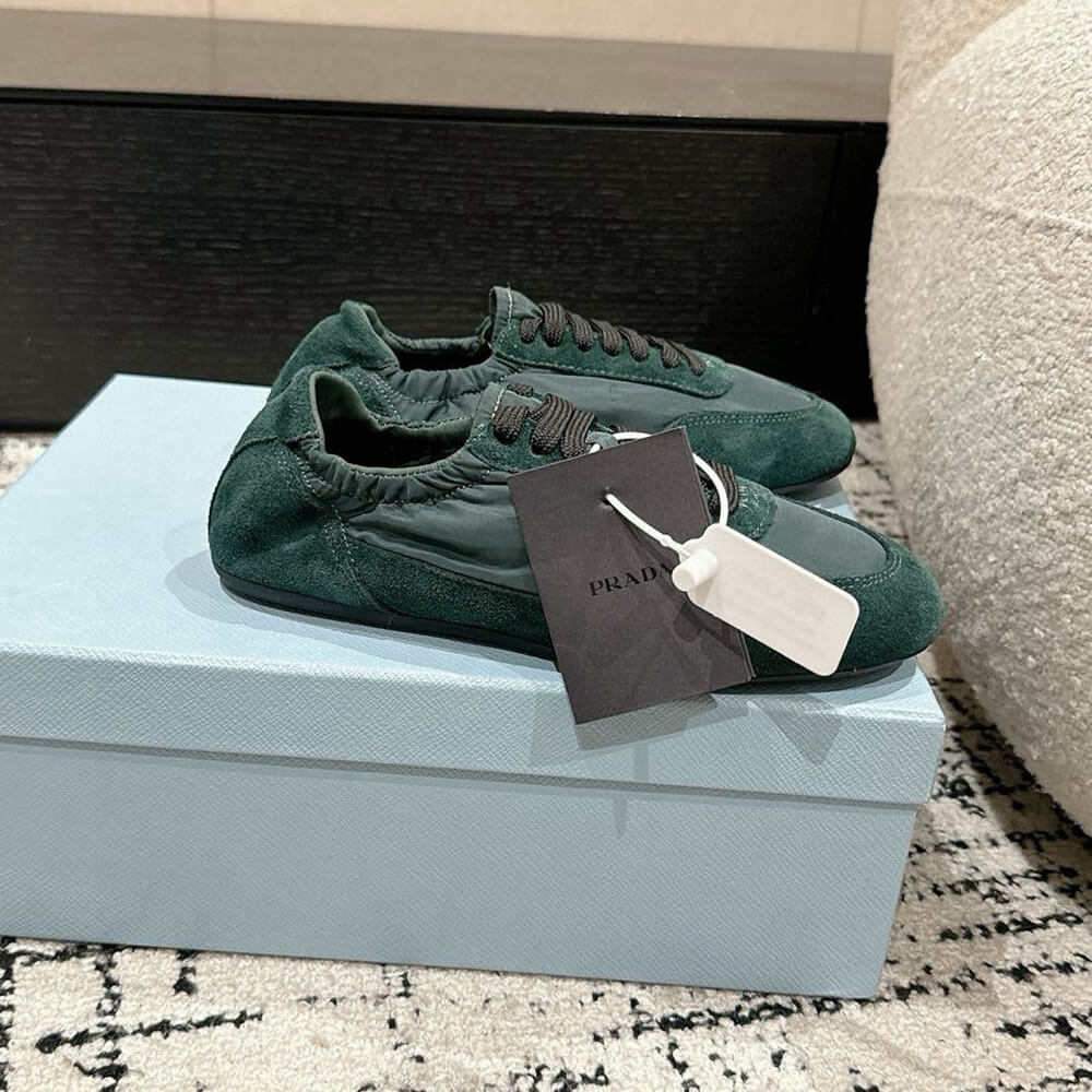Pra*a Collapse Re-Nylon and suede elasticized sneakers