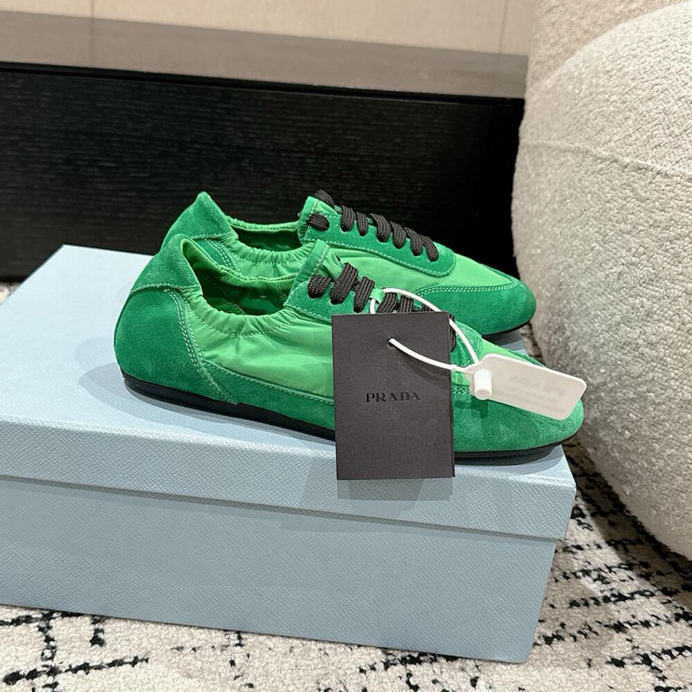 Pra*a Collapse Re-Nylon and suede elasticized sneakers