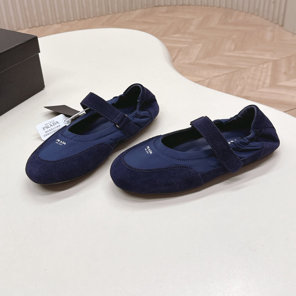 Pra*a Re-Nylon and suede ballet flats