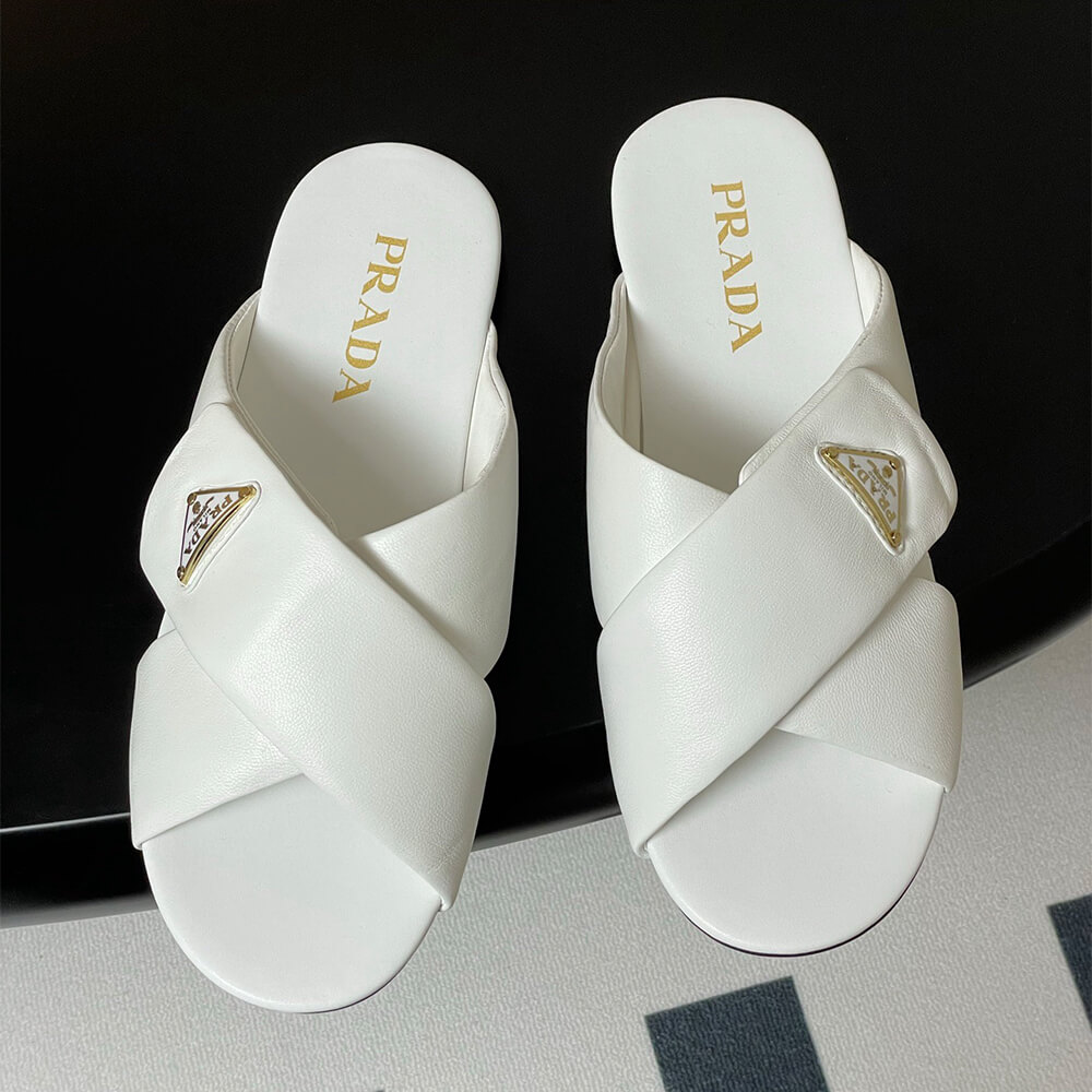 Pra*a Padded nappa leather slides