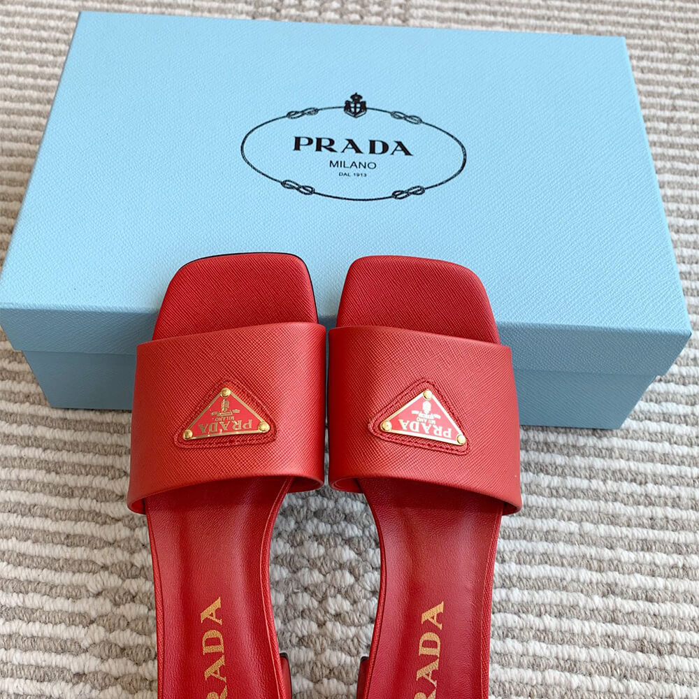 Pra*a Saffiano patent leather sandals