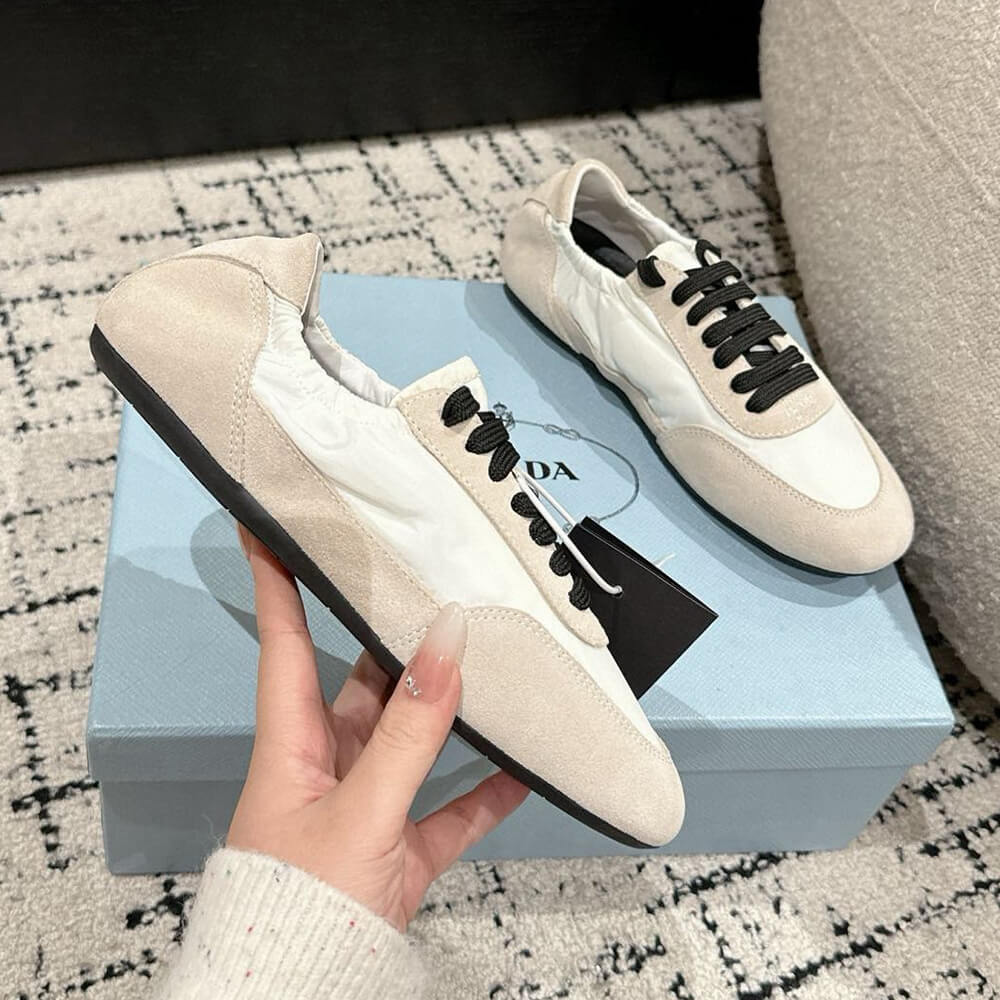 Pra*a Collapse Re-Nylon and suede sneakers