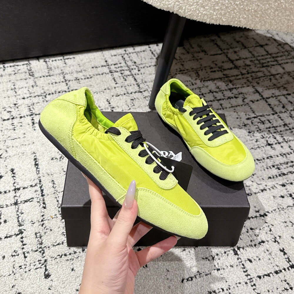 Pra*a Collapse Re-Nylon and suede elasticized sneakers
