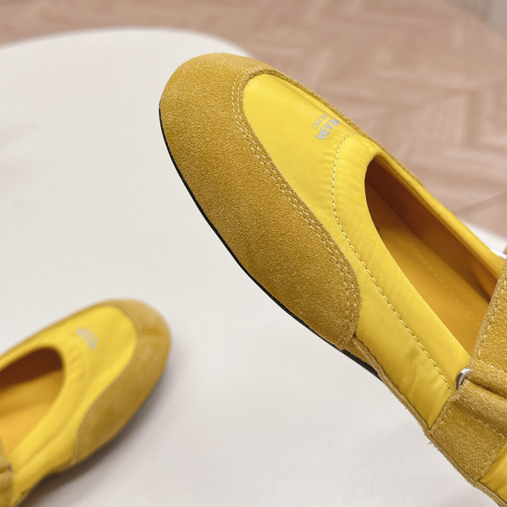 Pra*a Re-Nylon and suede ballet flats