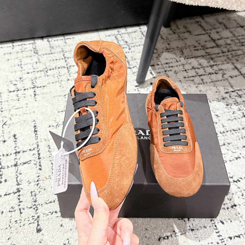 Pra*a Collapse Re-Nylon and suede sneakers