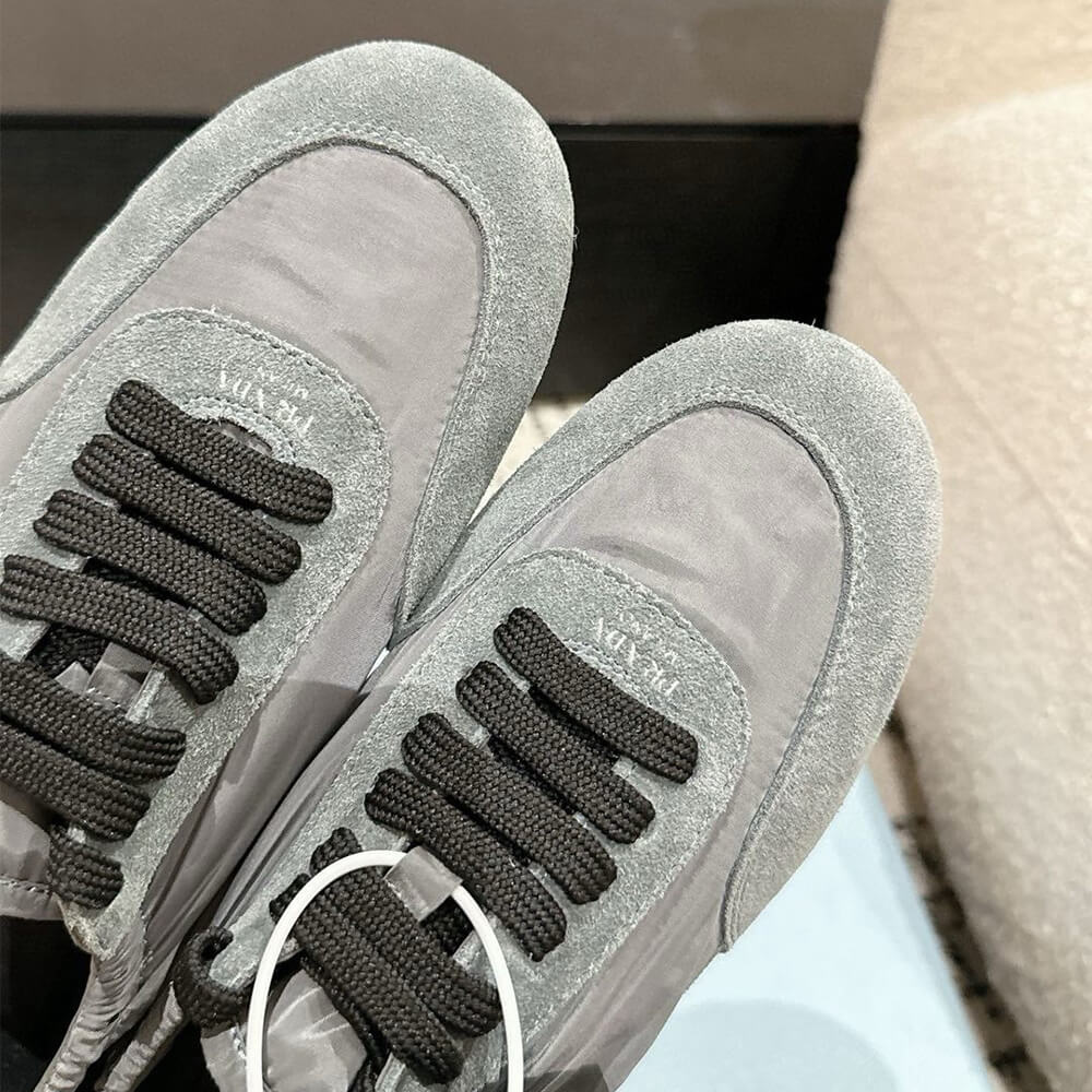 Pra*a Collapse Re-Nylon and suede elasticized sneakers