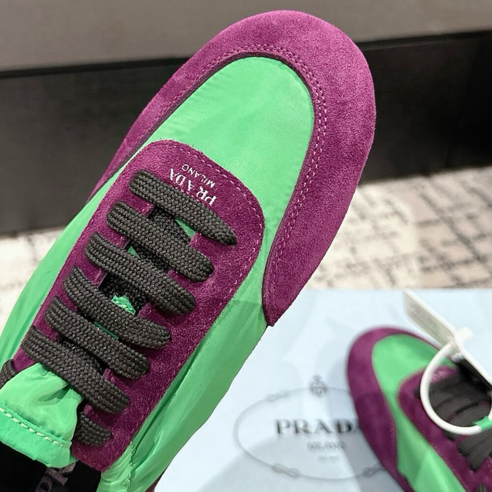 Pra*a Collapse Re-Nylon and suede elasticized sneakers