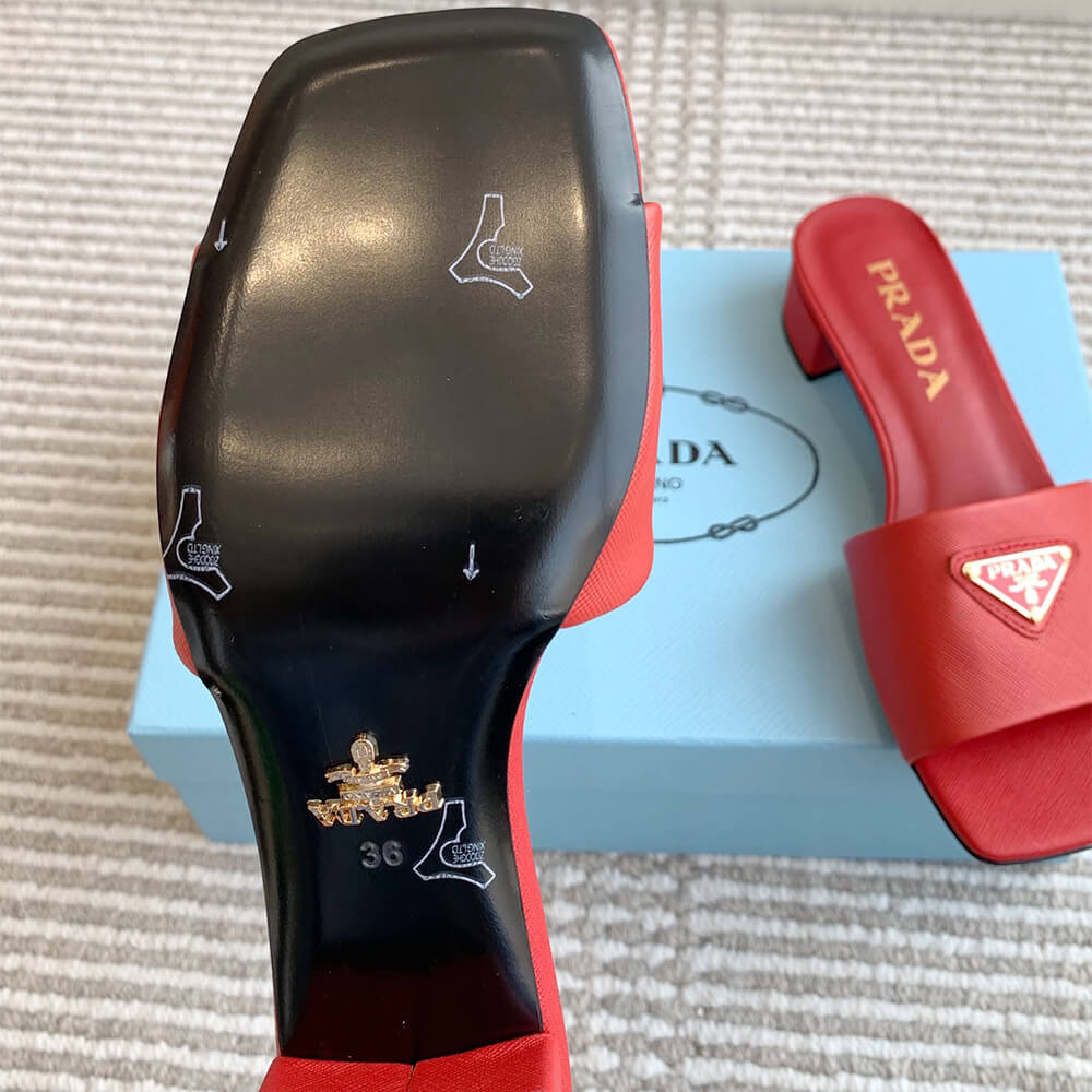 Pra*a Saffiano patent leather sandals