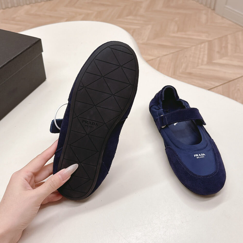 Pra*a Re-Nylon and suede ballet flats