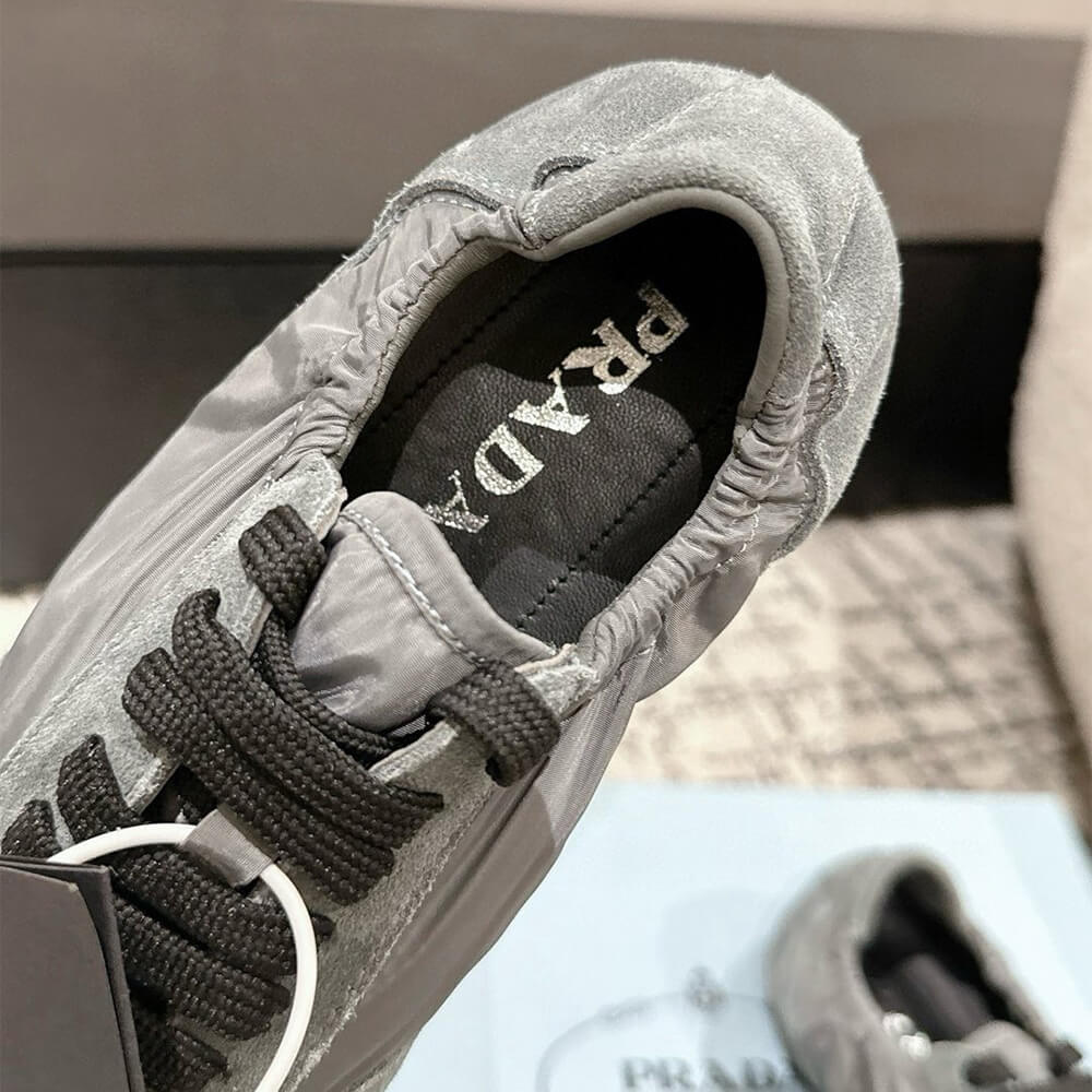 Pra*a Collapse Re-Nylon and suede elasticized sneakers