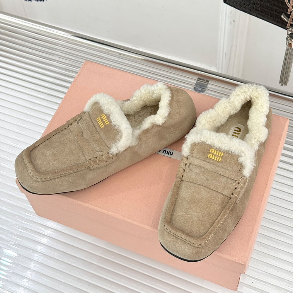 M1um1u Ruches suede loafers