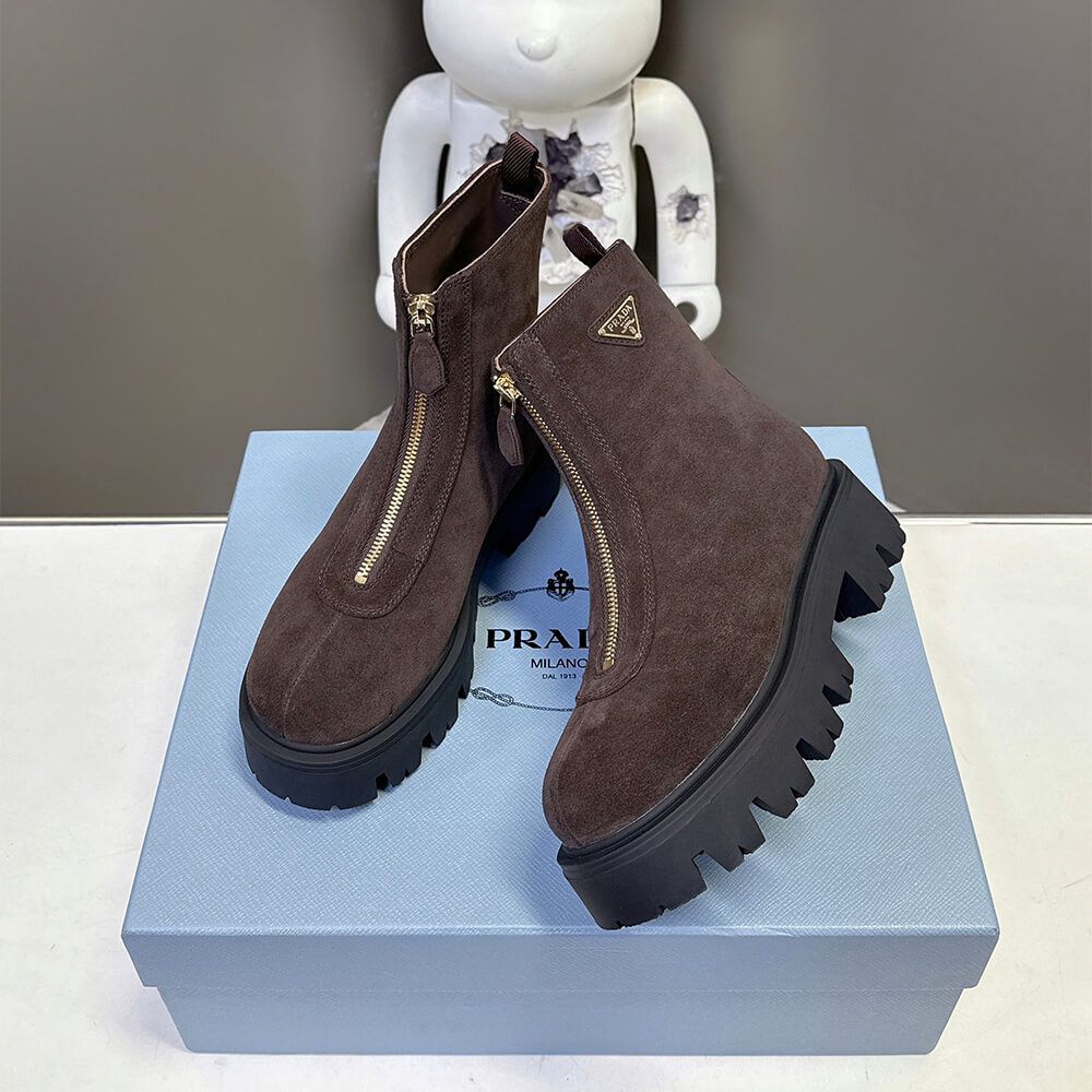 Pra*a Suede booties with zip