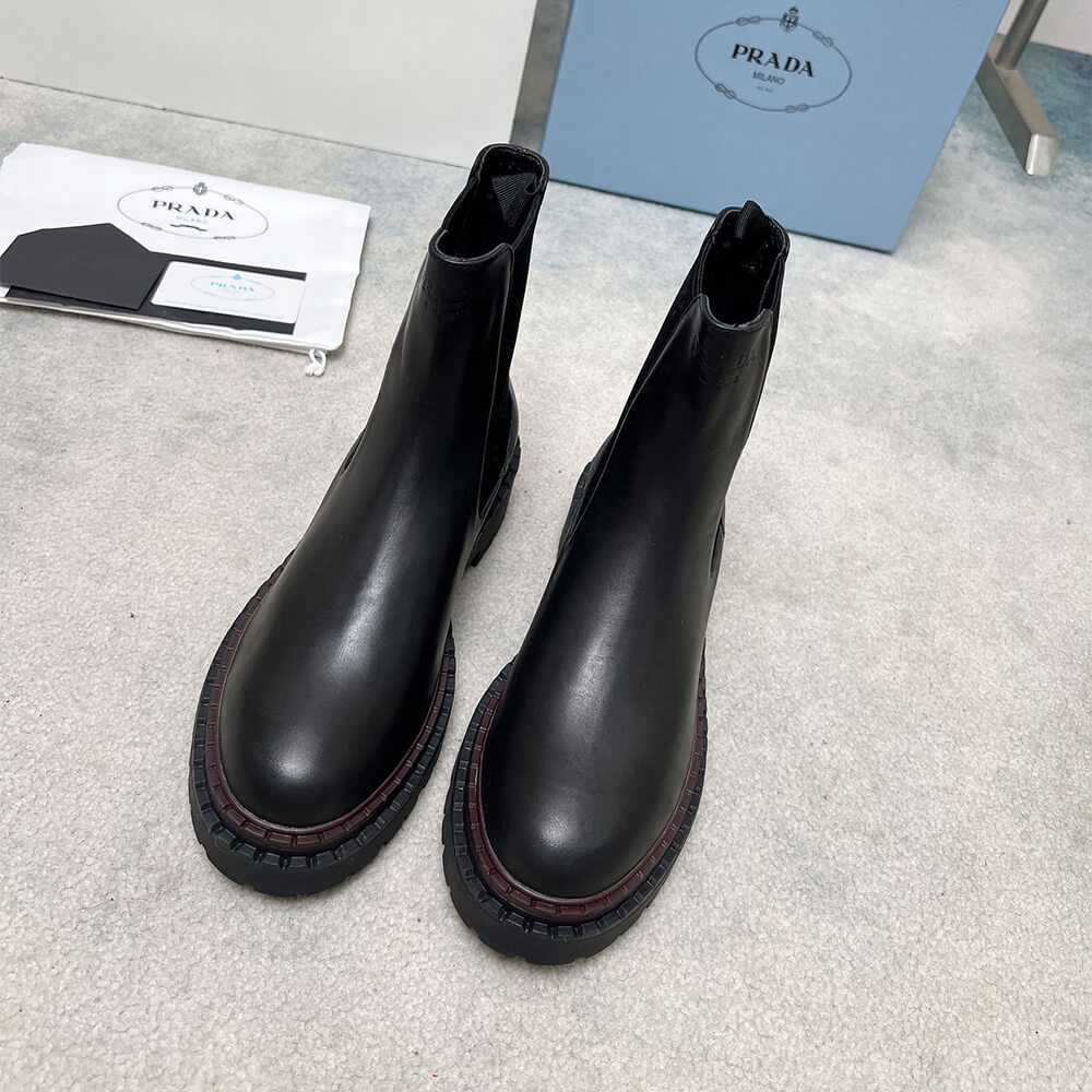Pra*a Double Chocolate leather Chelsea boots