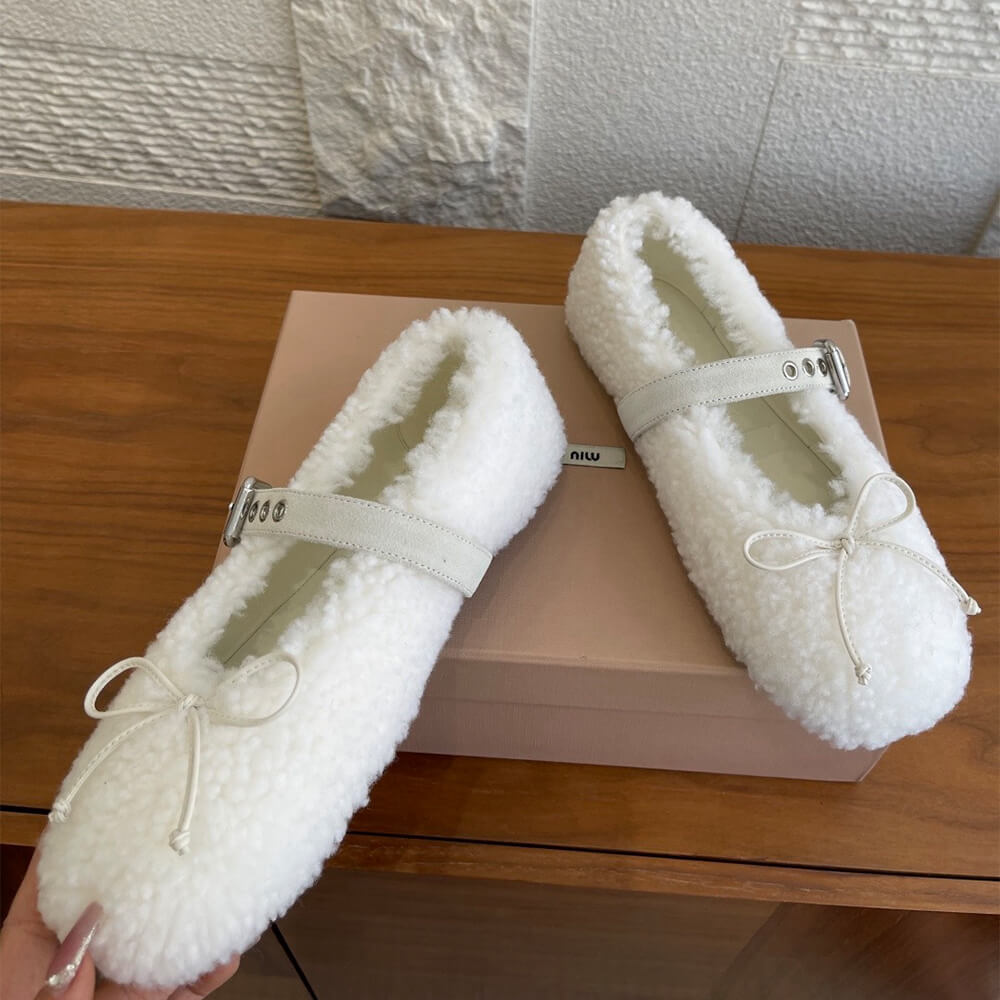M1um1u Shearling ballerinas