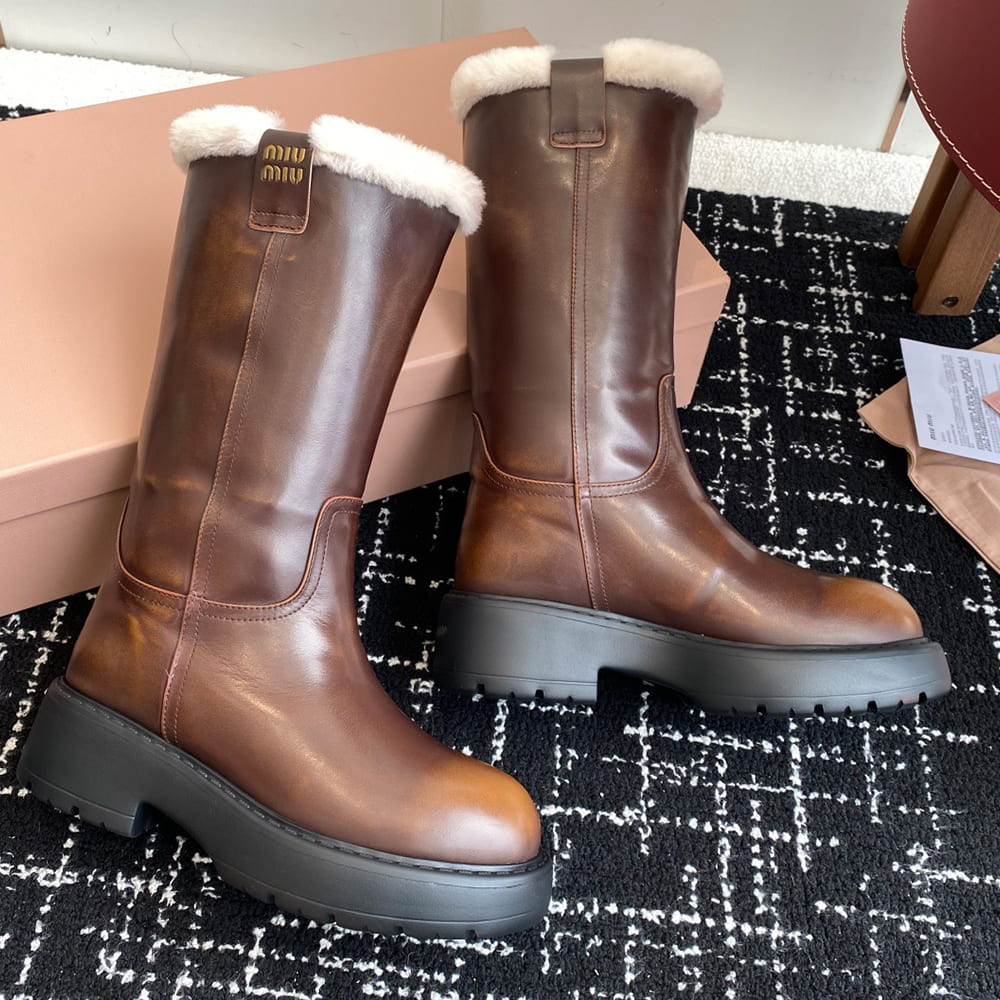 M1um1u fumé leather boots