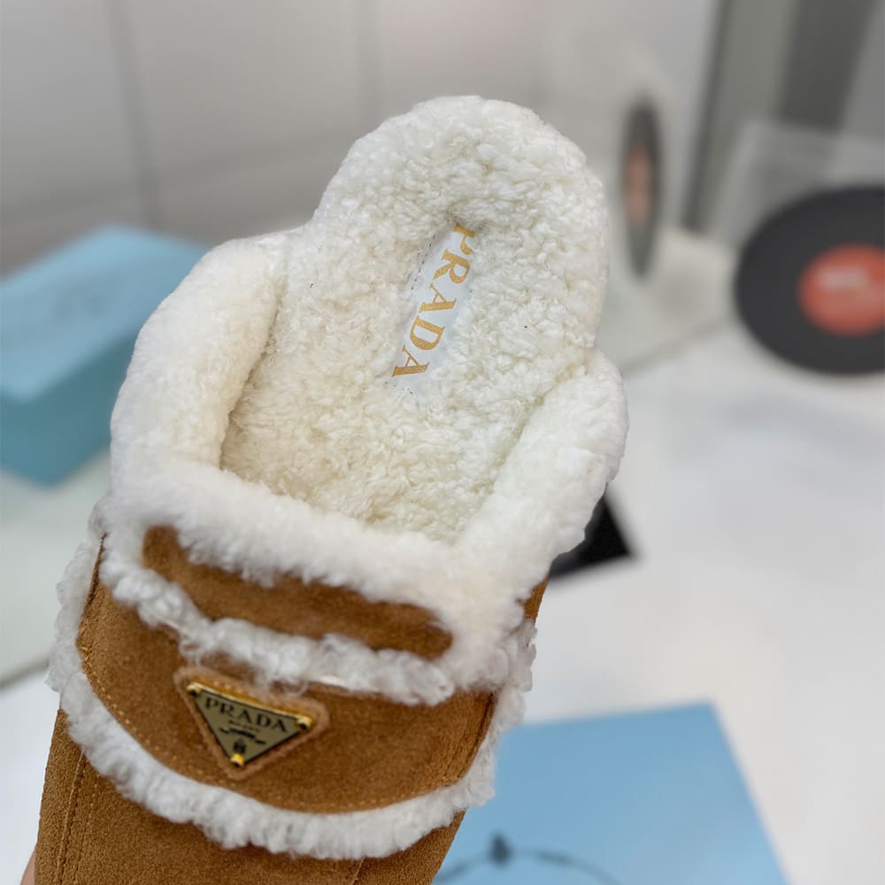 Pra*a Suede and shearling slippers