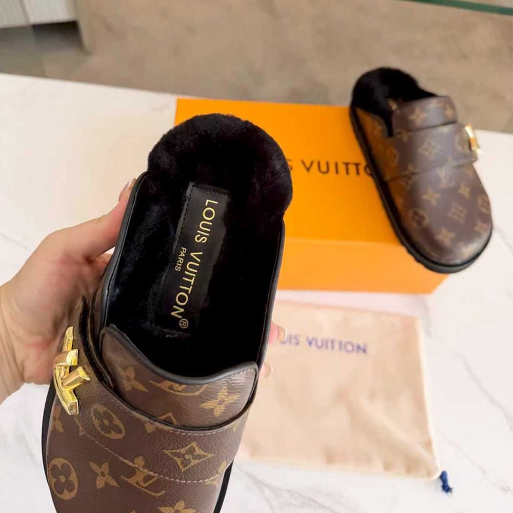 LV Monogram Wool Mules