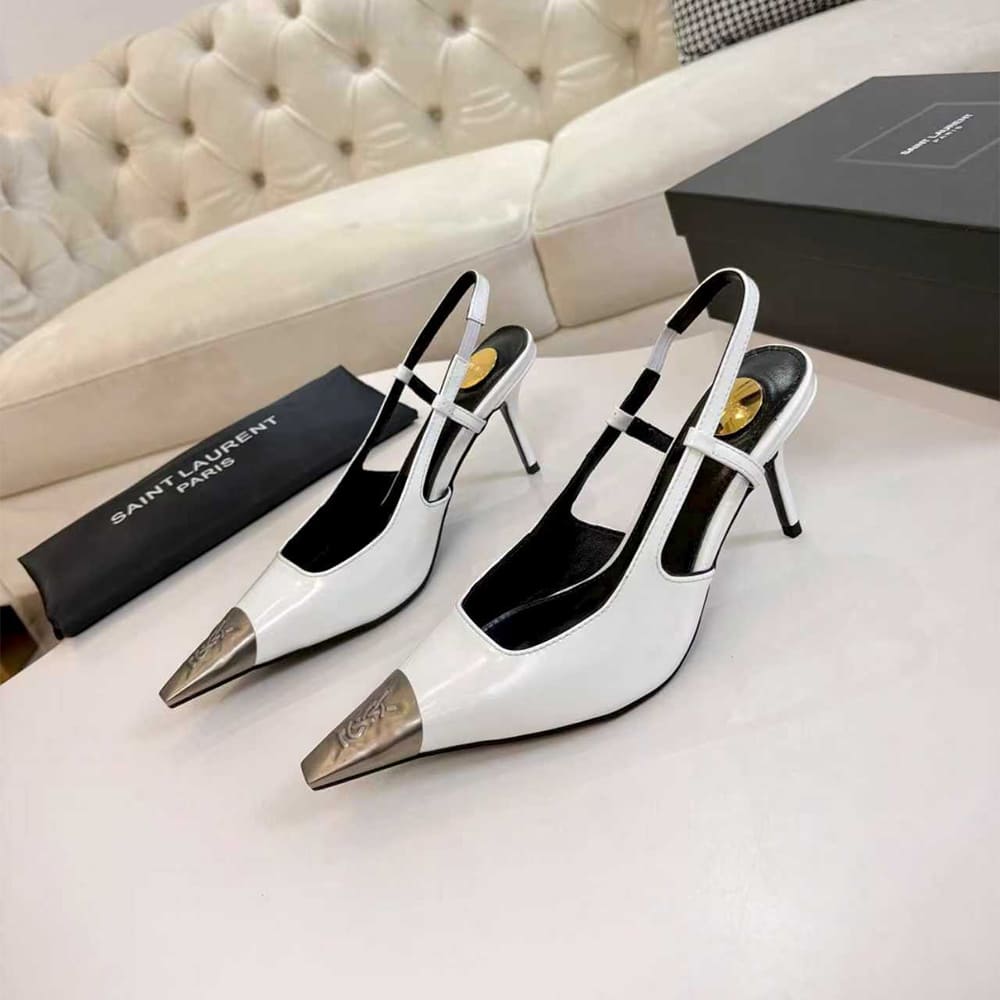 Y51 JEANNE slingback pumps in glazed leather