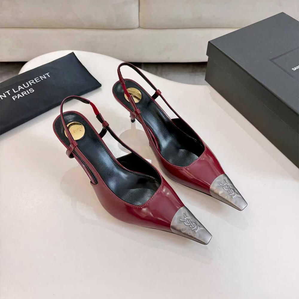 Y51 JEANNE slingback pumps in glazed leather