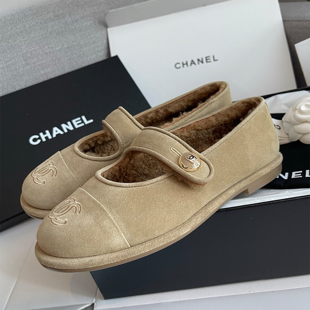 Ch**el Shearling Fur Mary Jane