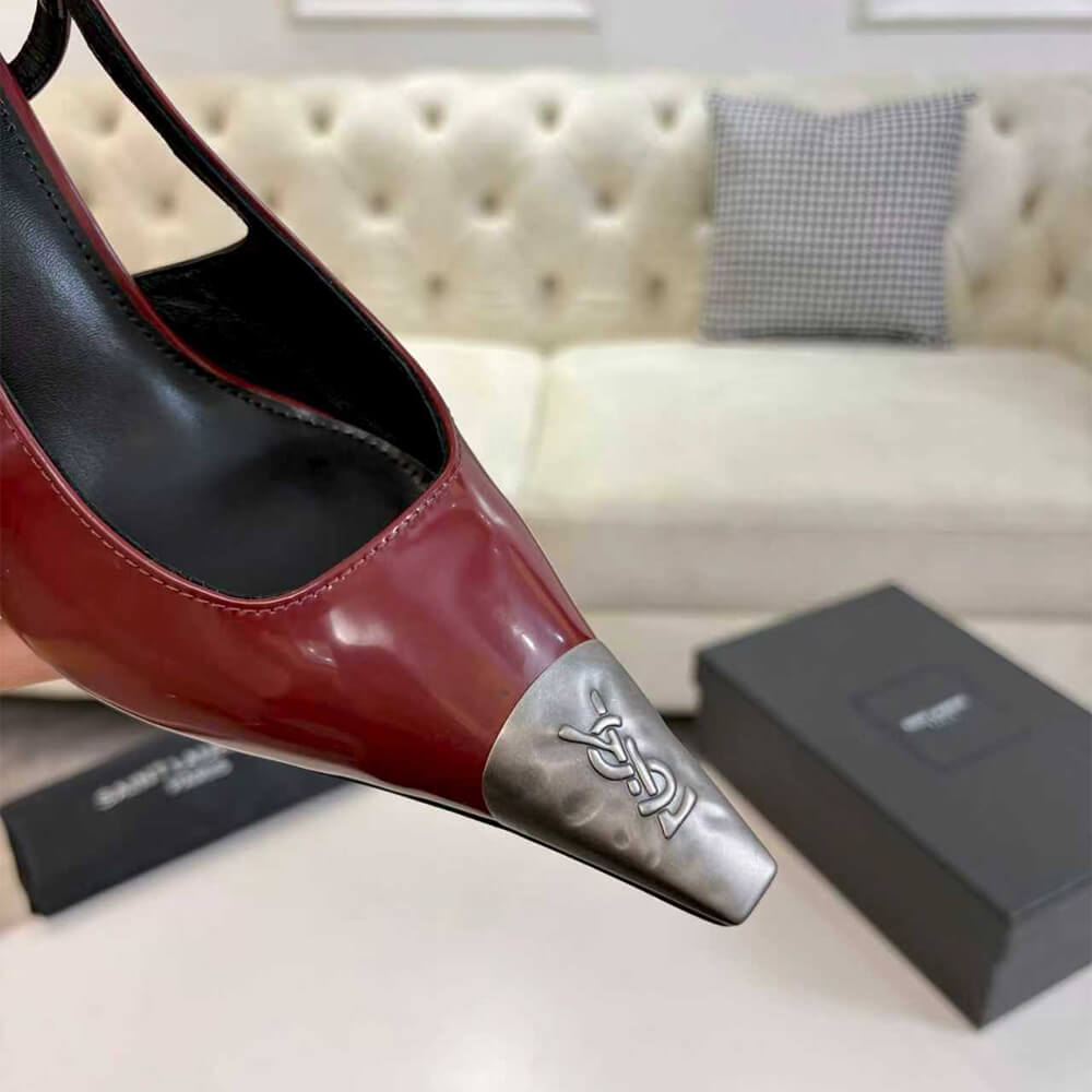 Y51 JEANNE slingback pumps in glazed leather