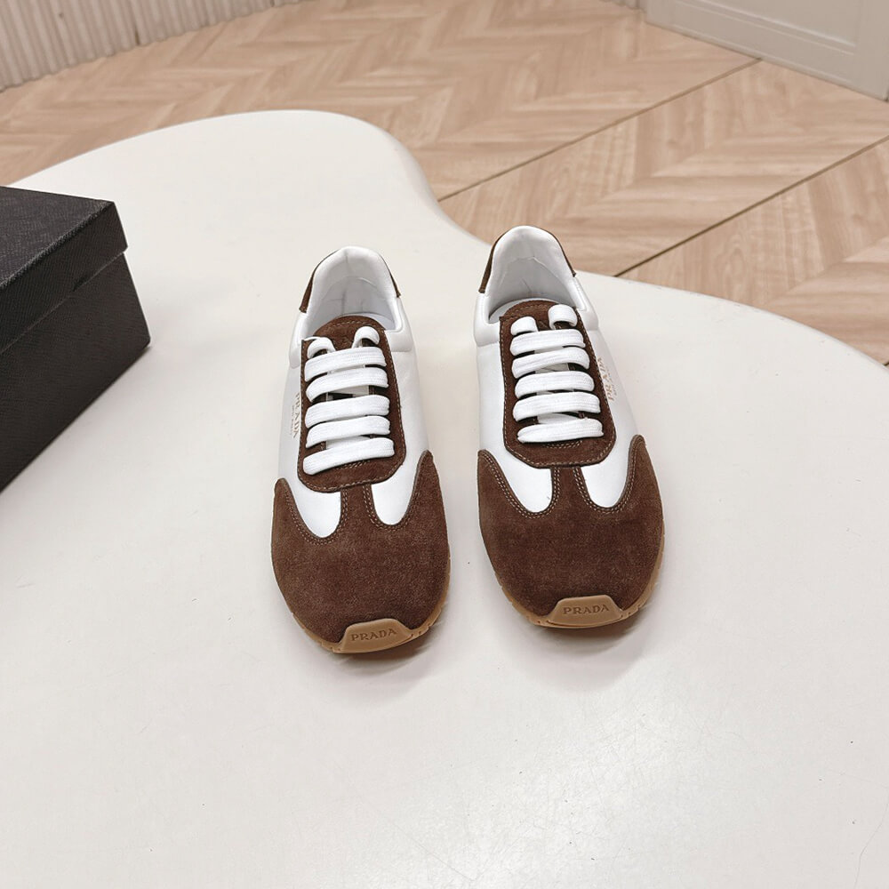 Pra*a Nappa leather and suede sneakers