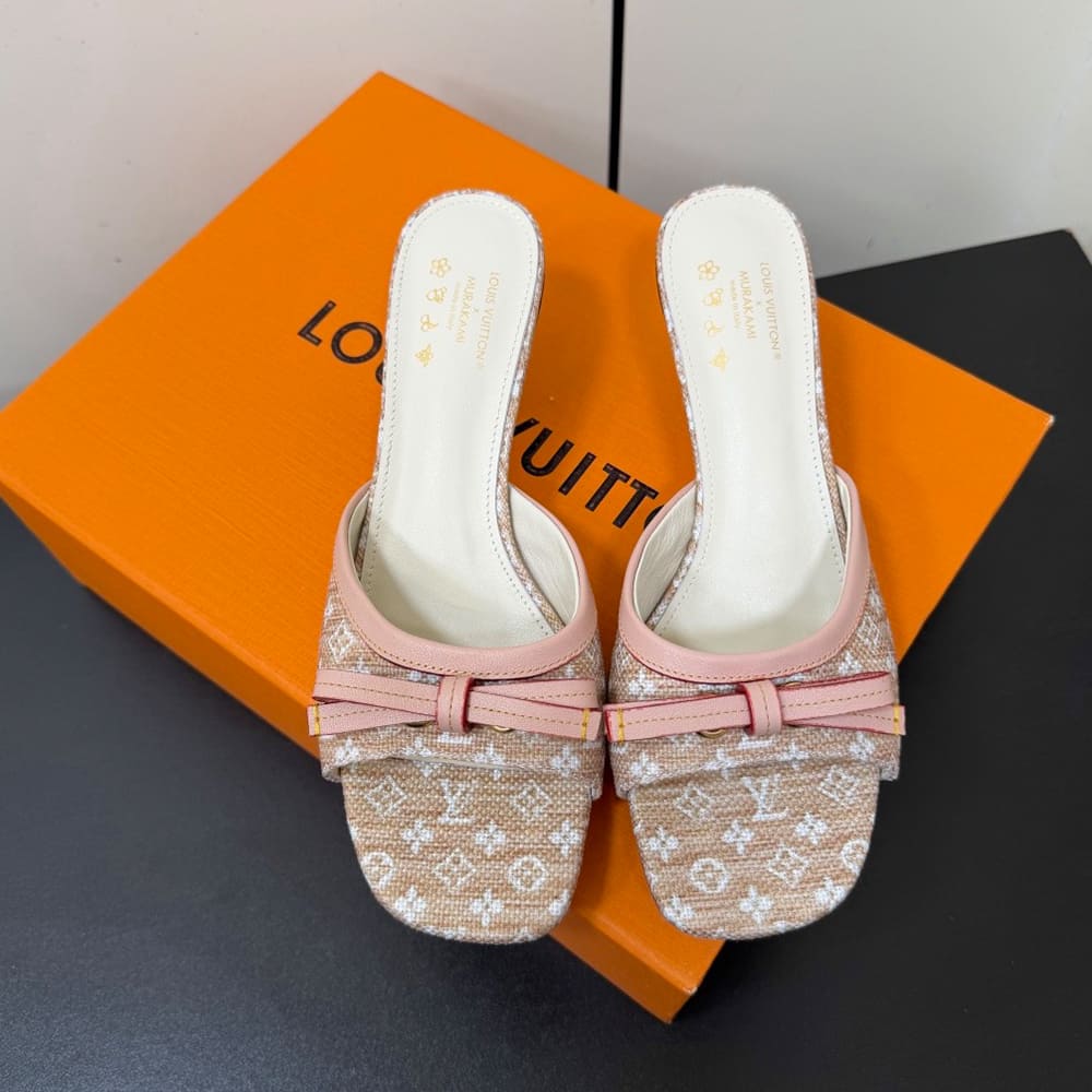 LV x TM Monogram Pink Beige Heeled Mules (EU SIZE 35-42)