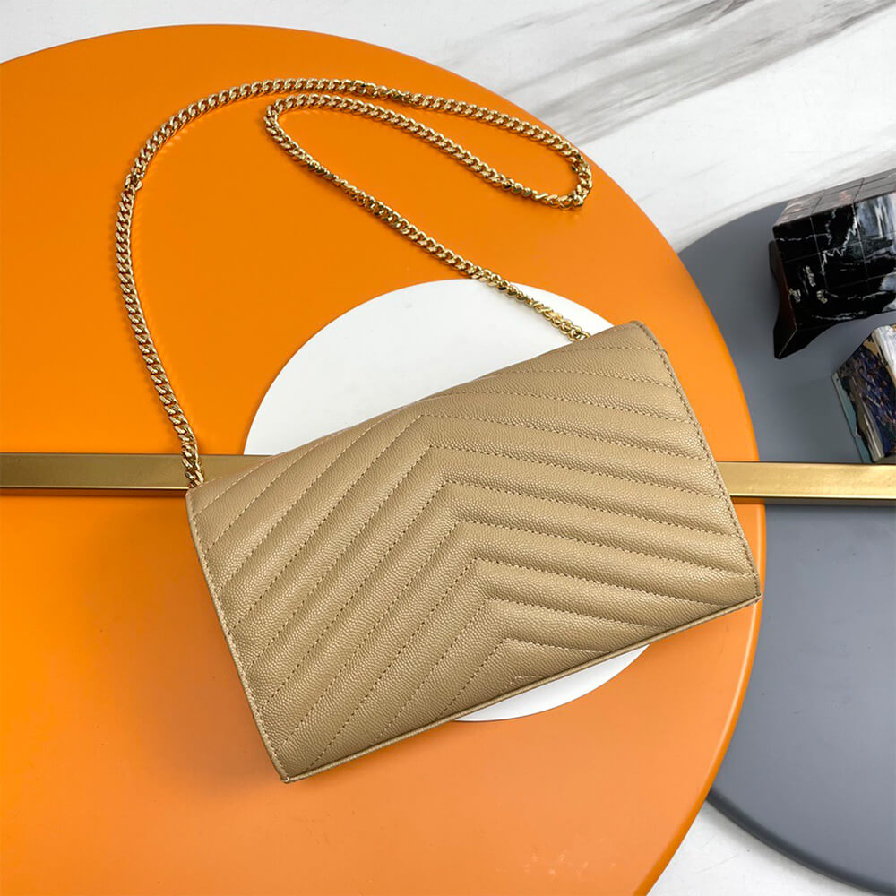 Y51 classic cassandre chain wallet in grain de poudre leather