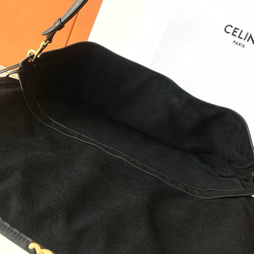 Ce1i*e HALFMOON SOFT TRIOMPHE BAG IN S*pPLE SHINY LAMBSKIN(HIGH-END GRADE)