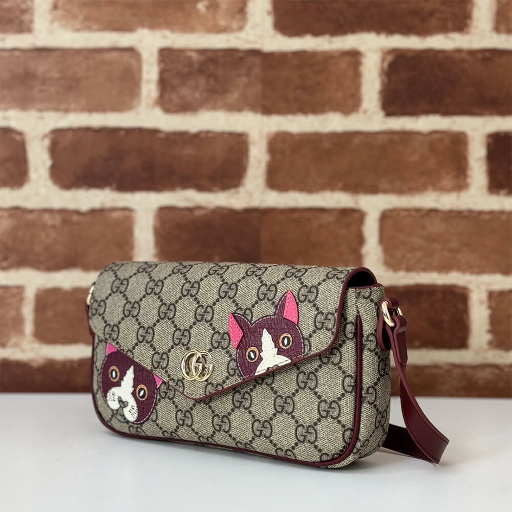 GG Svp*me Monogram Cat Print Mini Shoulder Bag(HIGH-END GRADE)